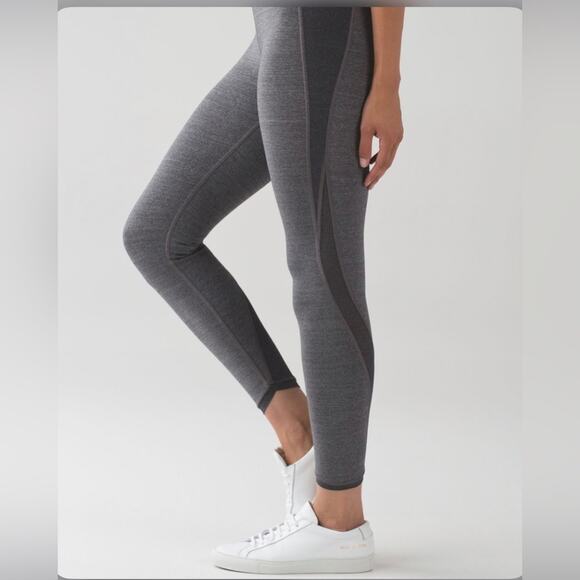 Lululemon Featherlight Tight Heathered Black Gray Size 4